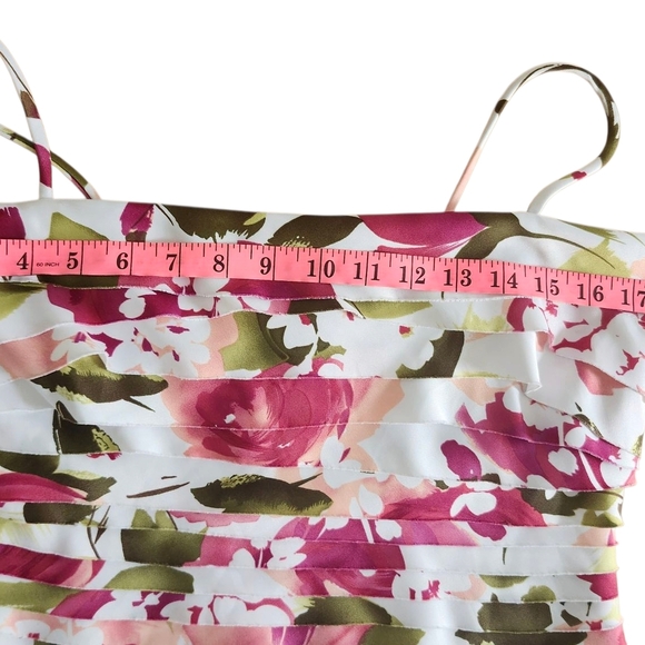 Size 16 Dressbarn Summer Floral Red Spaghetti Strap Multi Tiered Ruffled Dress - Picture 9 of 13